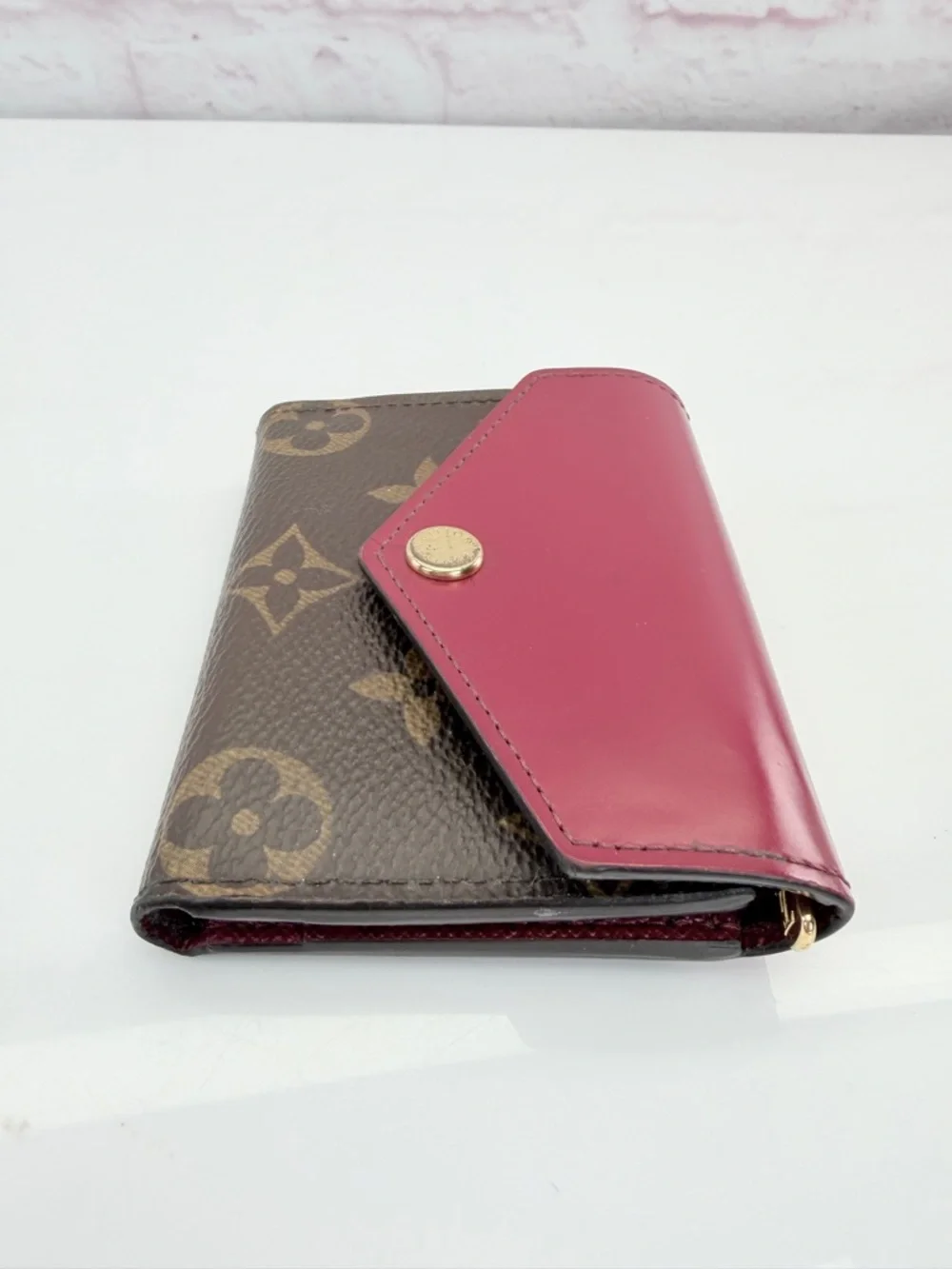 Louis Vuitton Brown Zoe Fushcia Monogram Wallet
